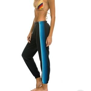 Aviator Nation 5 Stripe Charcoal/Blue Sweatpants size Small